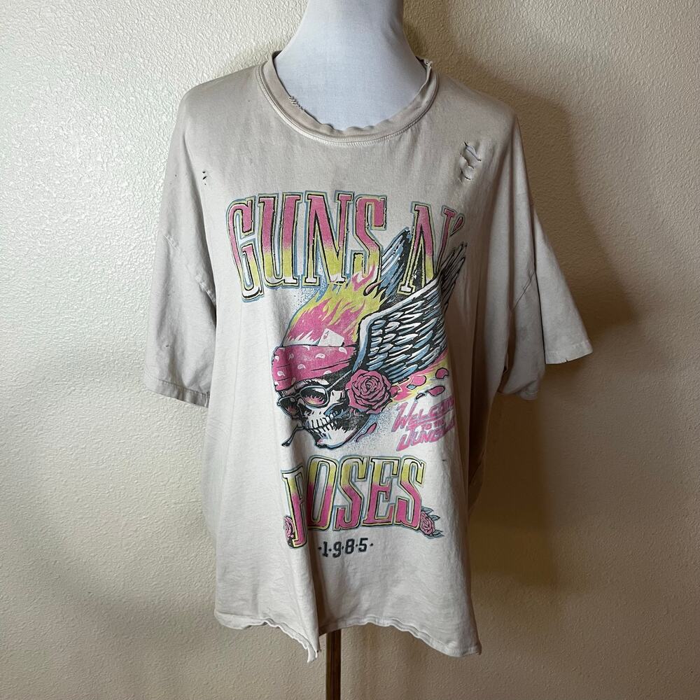 Daydreamer Guns N’ Roses 1985 Flaming Skull distressed trashed tee shirt XL